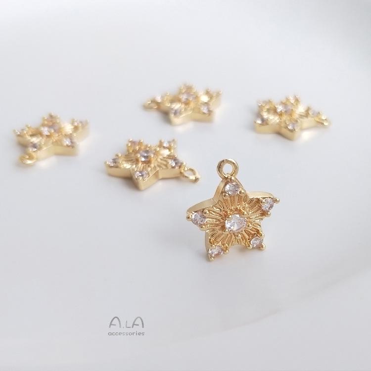 14K Gold-Filled Zircon Star Pendant Charm for DIY Jewelry Earrings