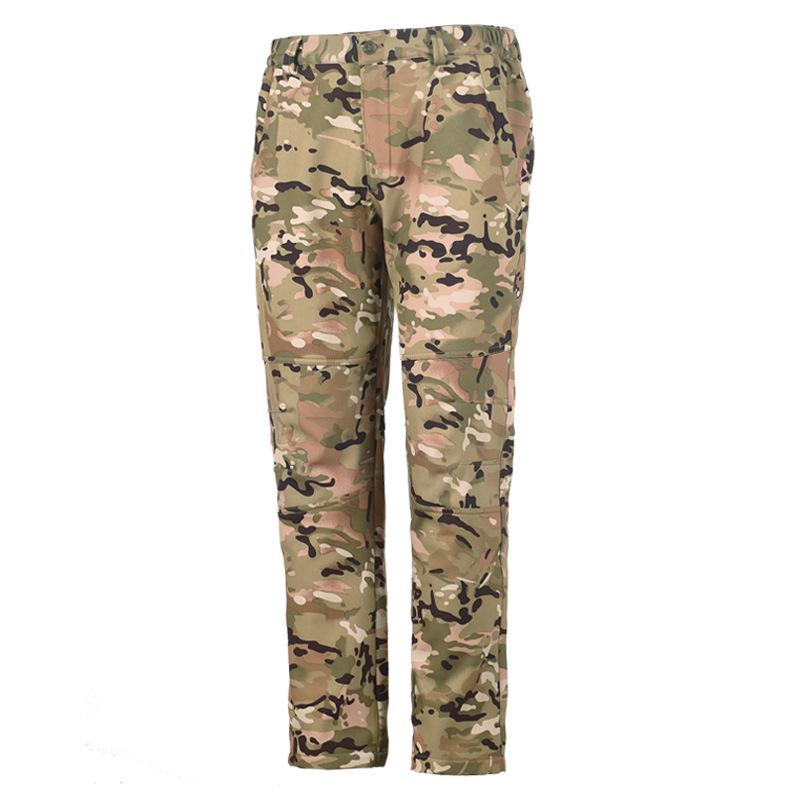 Men's Outdoor Windproof Ski Pants: Winter Fleece-Lined, Cold-Proof, Multi-Pocket Softshell for Mountaineering