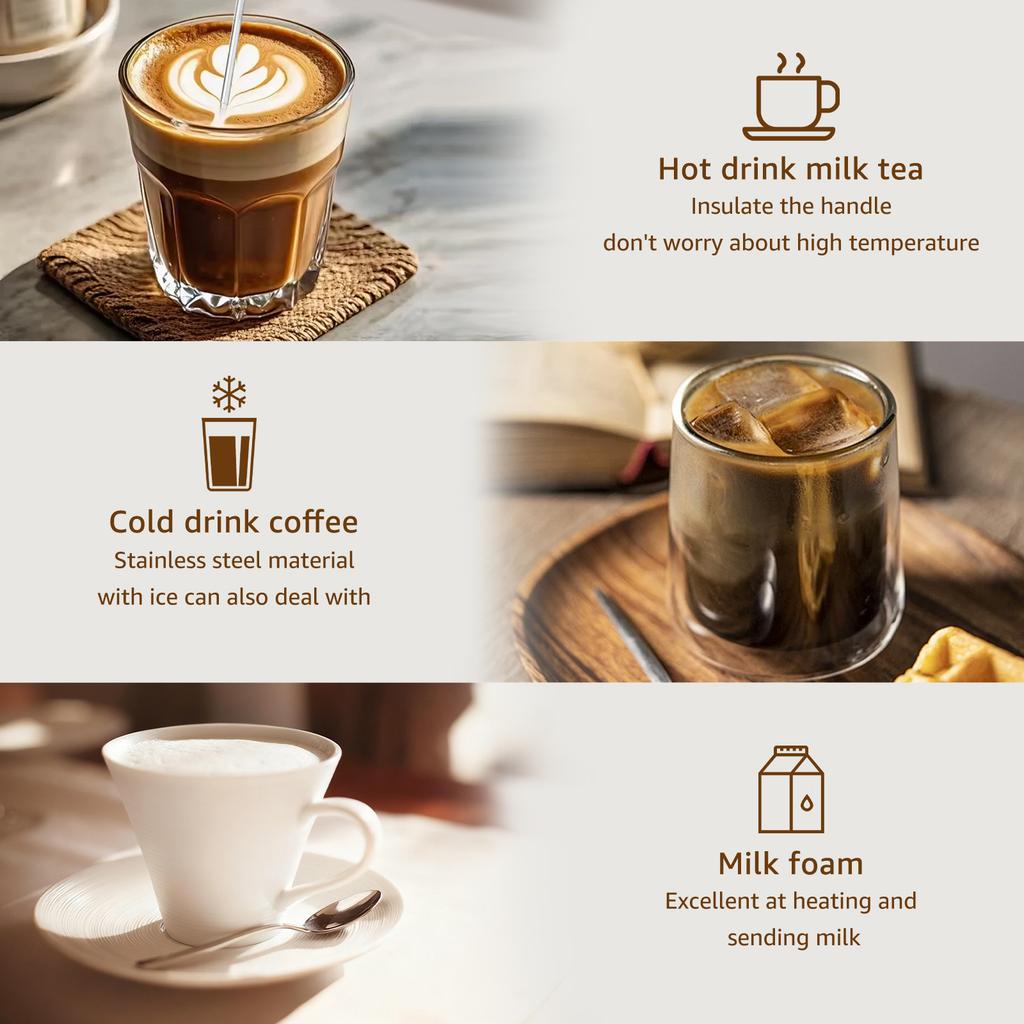 Mätkopp i rostfritt stål för kaffe, mjölk, latte med latte-nål, konstnärlig skala, lämplig för kaféer och restauranger