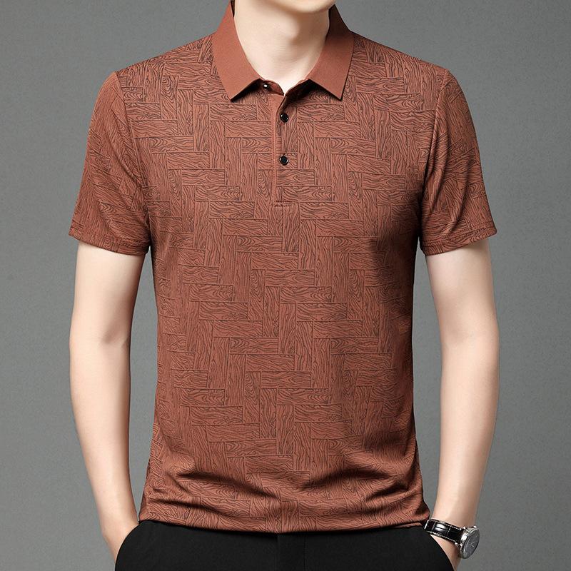 Men's Soild Ice Silk T-Shirts Short Sleeve Comfortable Casual Tops Slim Fit Business Tees Man Clothing