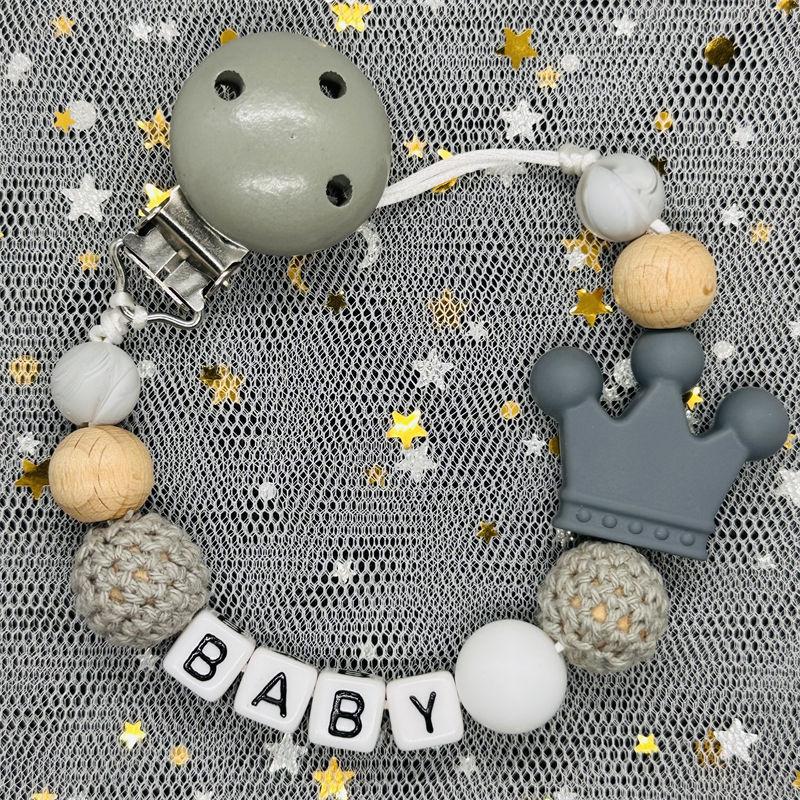 Custom Personalized Name Handmade Pacifier Clip Holder Cartoon Silicone Dinosaur Pacifier Chain Baby Teether Teething Chain Gift