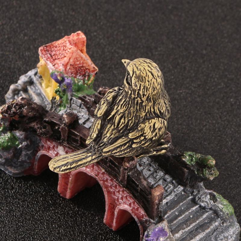 Small Sparrow Statue Metal Brass Tea Pet Table Ornament Home Decoration Accessories Retro Bird Animal Figurines Miniatures Craft