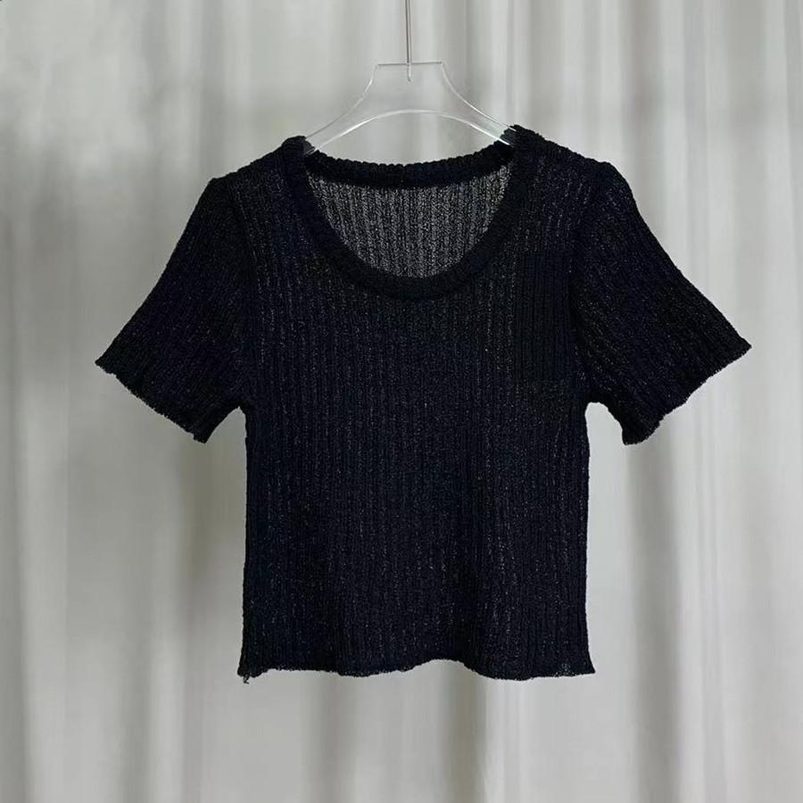 Fashion Simple Round Neck Short-sleeved Knit Summer Solid Color Versatile T-shirt Tops Women Casual Essential Comfort Style Slim Fit Pullovers Tees