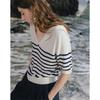 Women's Striped Sailor Collar Knit Top