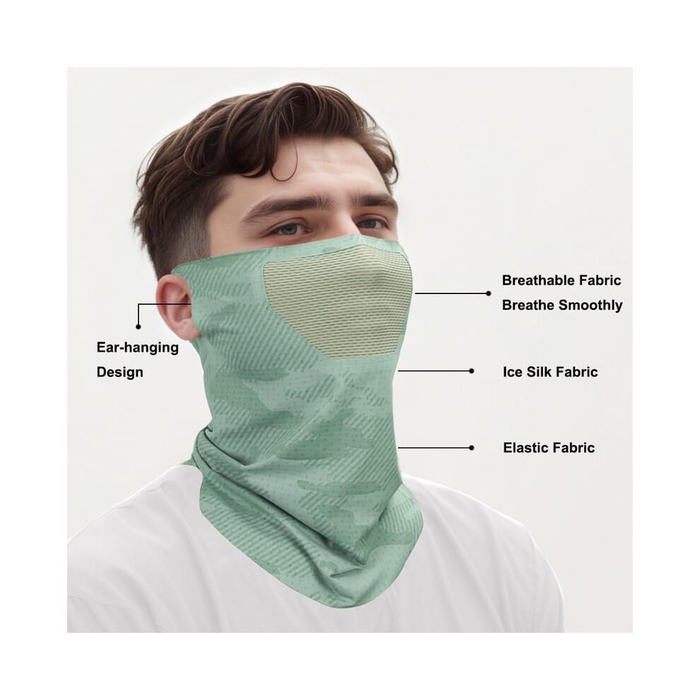 Men's Summer Ice Silk Cool Feeling Cycling Face Mask Outdoor Sports Hiking Fishing Sun Protection Camouflage Half Face Mask