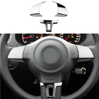 Pasuje do Volkswagen VW Tiguan 2010 - 2015 Touran Passat 2011 - 2015 ABS Chromowana błyszcząca osłona kierownicy Wnętrze samochodu