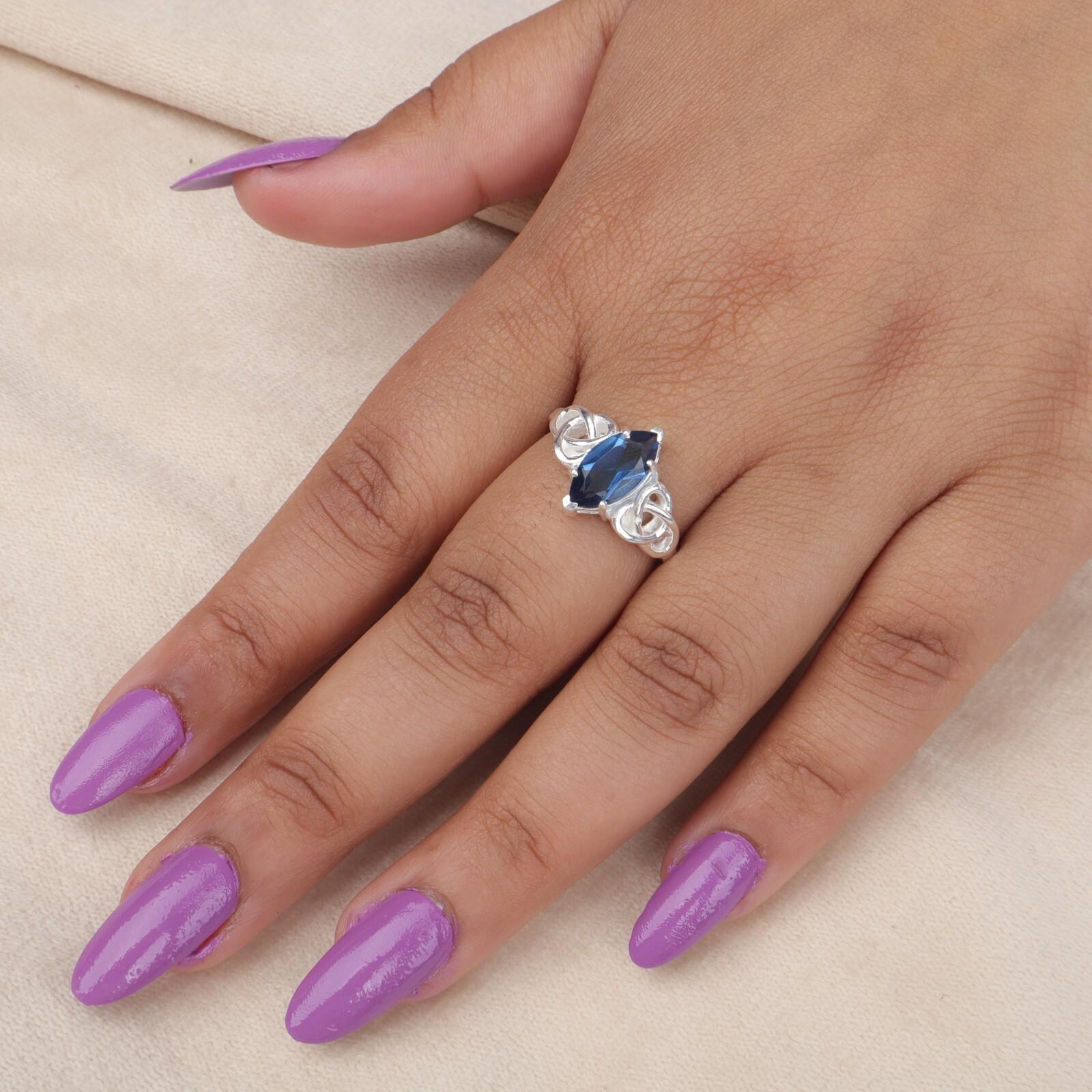 

Натуральный лондонский голубой топаз драгоценный камень серебро 925 пробы ювелирные изделия ручной работы кольцо CZR-5-1 12.25