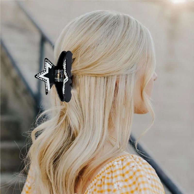 Elegant Rhinestones Star Hair Claw Clip NonSlip Hair Grip For Women and Girl Everyday Styling And Special Occasion