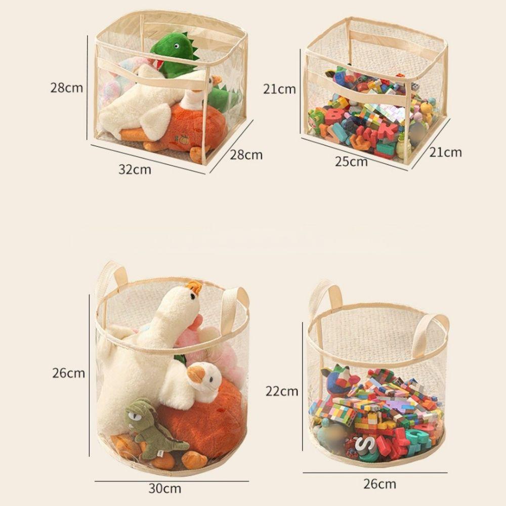 New PVC Doll Storage Basket Transparent with Handle Storage Bucket Large-capacity Space Saving Toys Storage Household Use
