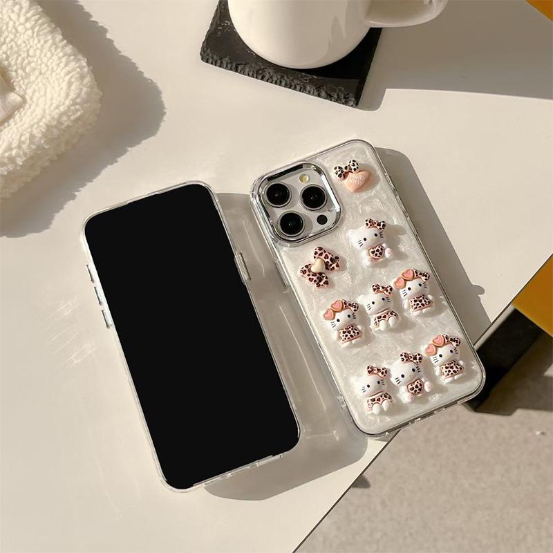 Epoxy Glitter Cartoon Kt Cat Mobile Phone Case For Iphone17Promax Cute Apple 16 Girl Heart 15 Soft