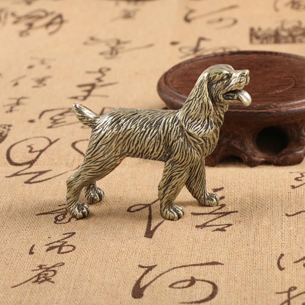 Figurki z mosiądzu Golden Retriever Uśmiechnięte Anioły Słodkie Duże Psy Dekoracja na Biurko Ręcznie Rzeźbione Wyraźne Wzory Ozdoby Kolekcjonerskie