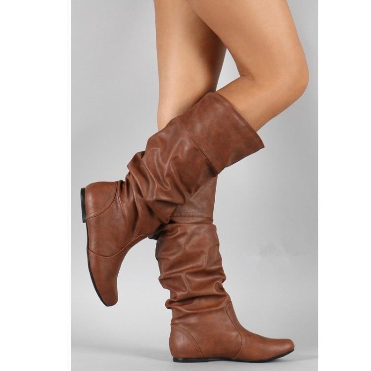 British Style Women's Boots Knee High Street StyleConcise Chelsea Boots2CM Square Heel New Fashion Neutral Party Club Women Shoe