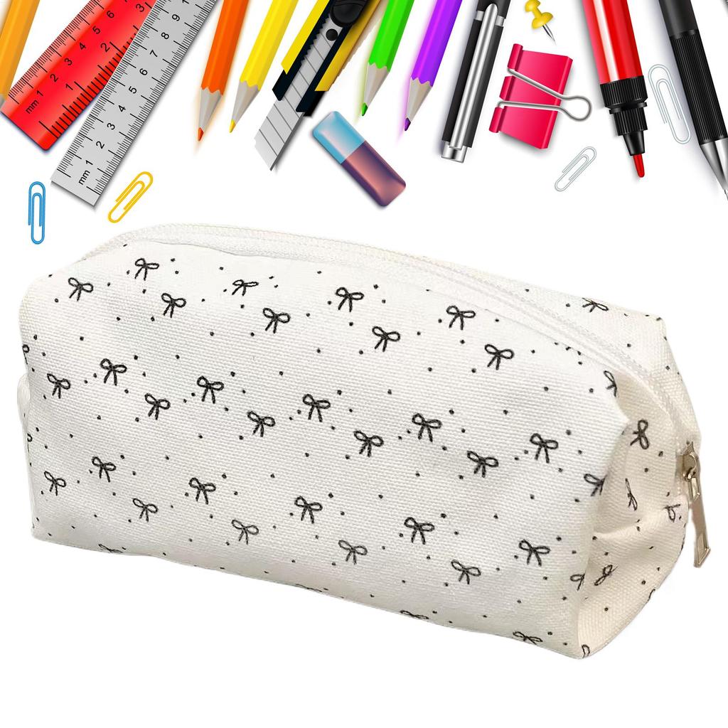 Pencil bag Pencil Case Aesthetic Bow Pattern Stationery Portable Large Capacity Boxes Multifunctional Stationery Storage Bag