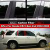 6Pcs Glossy Chrome/Black/Carbon Fiber Car PC Window Door B C Pillar Post Cover Trim For Honda CRV CR-V G2 Gen 2nd 2002-2006