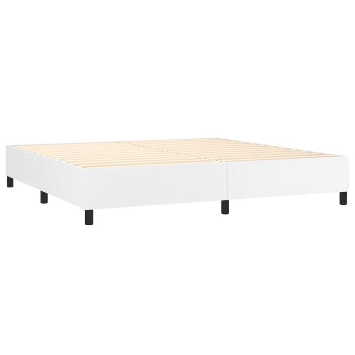 Maison Exclusive - Sommier à lattes de lit avec matelas Blanc 200x200cm Similicuir