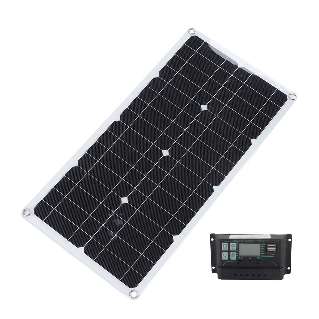 250W Monocrystalline Solar Panel Kit with 10A Charge Controller Dual USB Ports for RV Car Boat Battery Charging