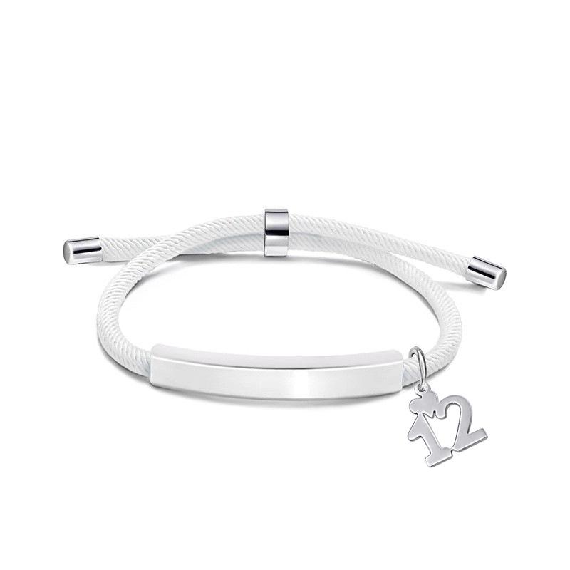 Multi-color Engravable Stainless Steel Bracelet with Number 16 Charm