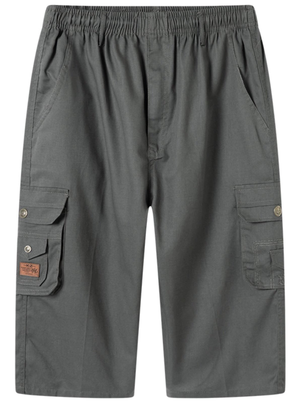 

Мужские укороченные брюки, повседневные шорты-карго с карманами, легкие летние дышащие короткие брюки длиной 3/4 2XL темно серый