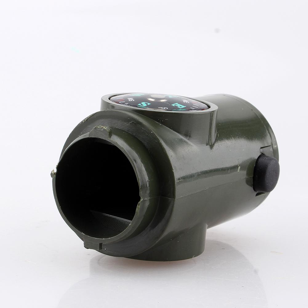 New 7 In 1 Camping Survival Whistle Compass Thermometer Flashlight Magnifier Kit