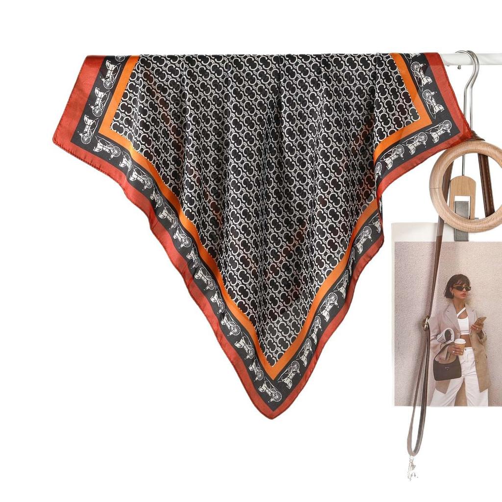 70CM Silk Scarf Wholesale French Versatile Women's Imitation Decorative Small Spring Summer Fashion Simple Shawl