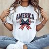 America Est. 1776 Patriotic Bow T-Shirt - Vintage Coquette Americana Graphic Tee