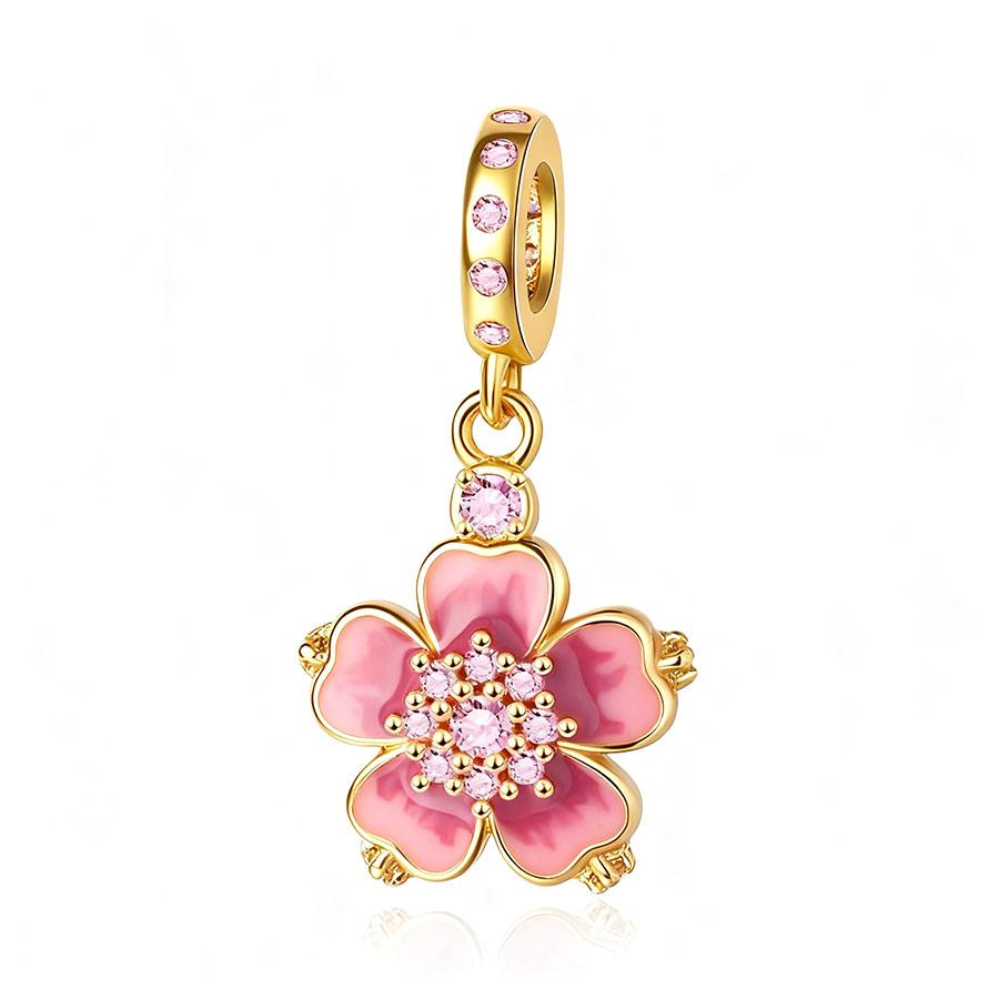 Ensemble de Pendentifs Charms Perles DIY pour Bracelet Argenté Série Fleur Cœur Caméléon Cube Cadeau Bijoux