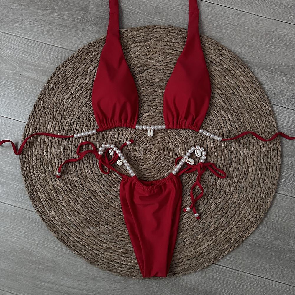 

Sexy Micro Thong Bikini 2024 Women Swimsuit Female Swimwear Bikinis Set Brazilian Beach Wear Bathing Suit Biquini S