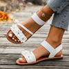 New Flat Bottomed Flower Roman Style Oversized Sandals for Women with Woven Elastic Bands, Lightweight Beach Sandals