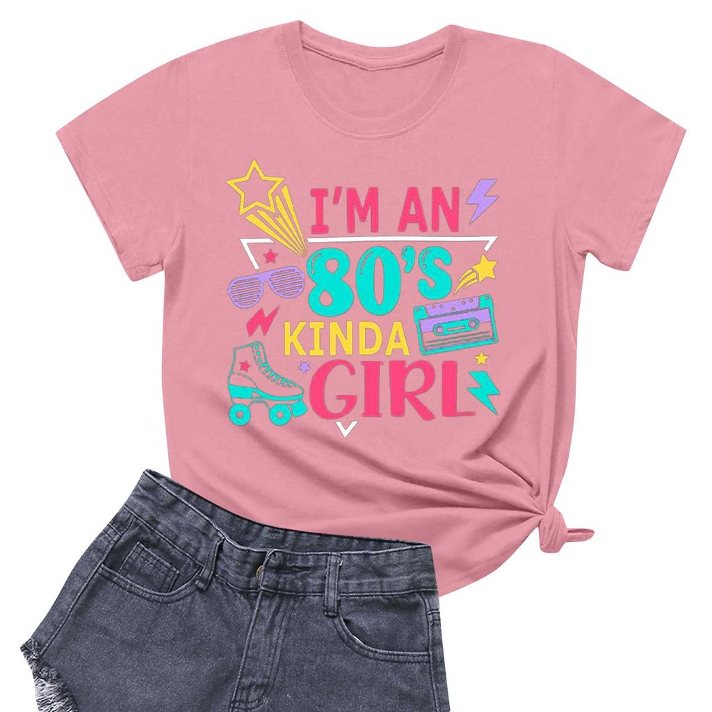 Dámské tričko s kulatým výstřihem pro volný čas s potiskem a krátkým rukávem