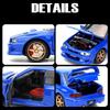 1/32 Subaru Impreza WRX 22B STI Toy Car Model Diecast Metal Vehicle Miniature Sound & Light Pull Back Collection Gift Kid