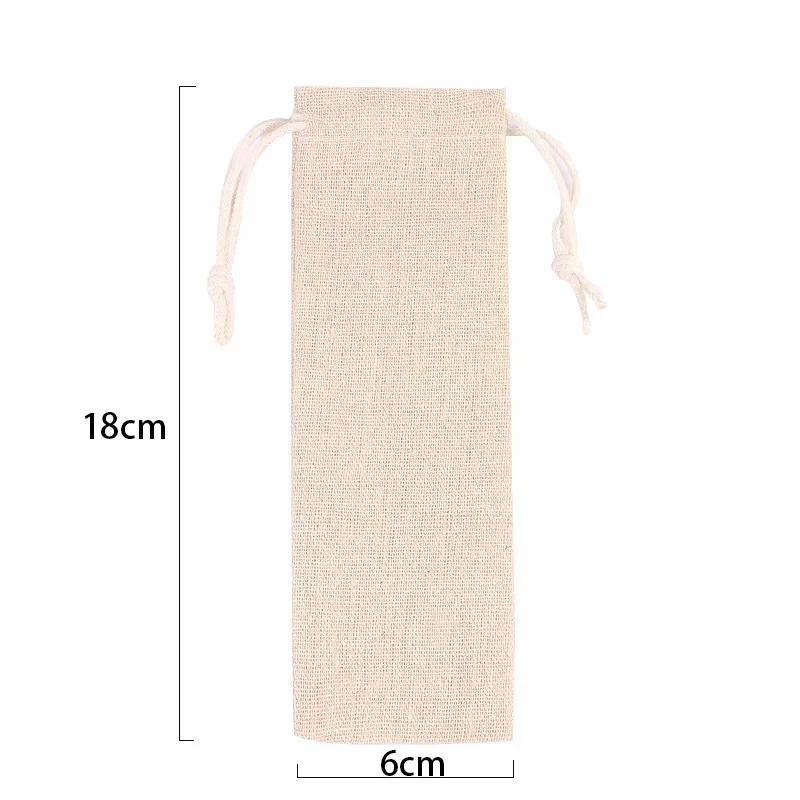 

Portable Linen Straw Bag Drawstring Pouch For Reusable Straws Cutlery Travel Organizer Storage Chopsticks Knife Fork Travel Case