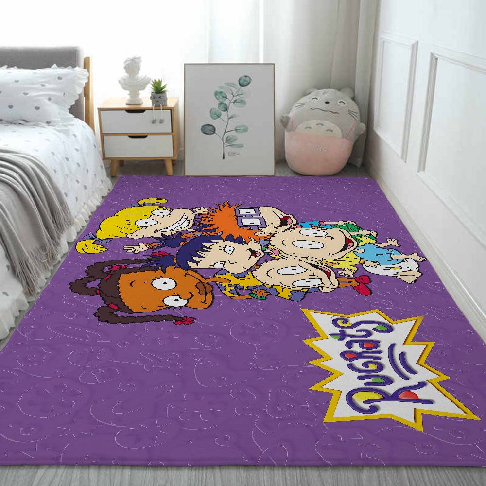 Cartoon Funny R-Rugrats Floor Mat Printed Flannel , Suitable For Bathrooms, Kitchens, Entrances, And Other Decorate Home