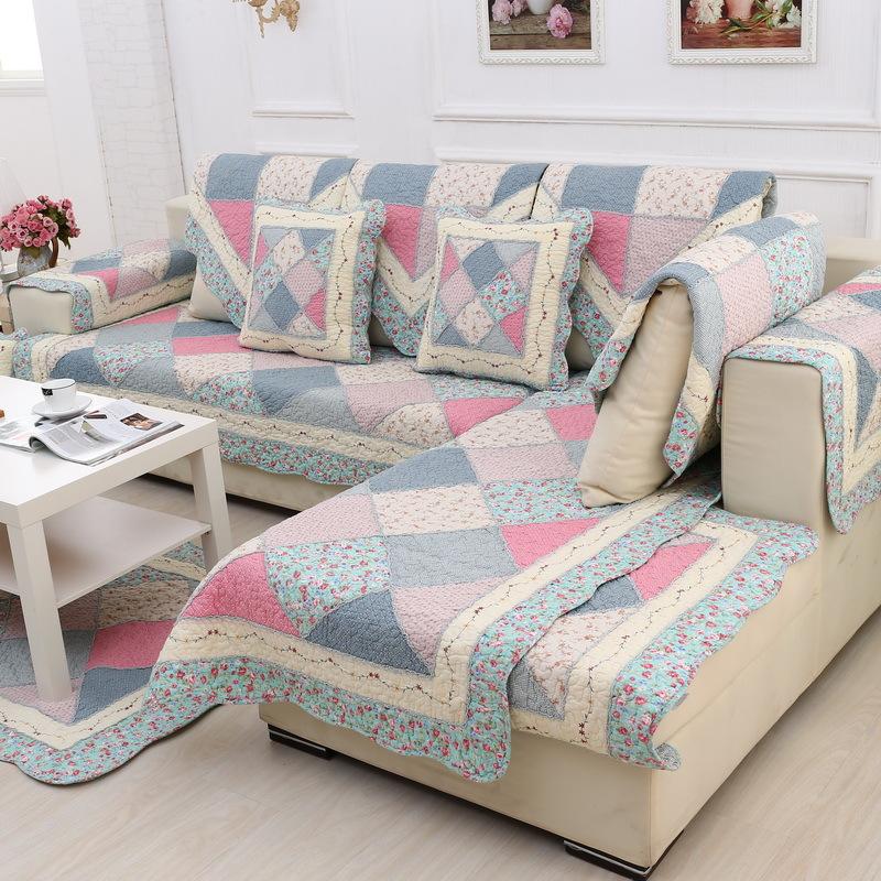 

Korean Splicing Fabric Cotton Sofa Cushion, Modern Simple Small Fresh Non-Slip Combination Sofa Cushion Towel 70*70cm