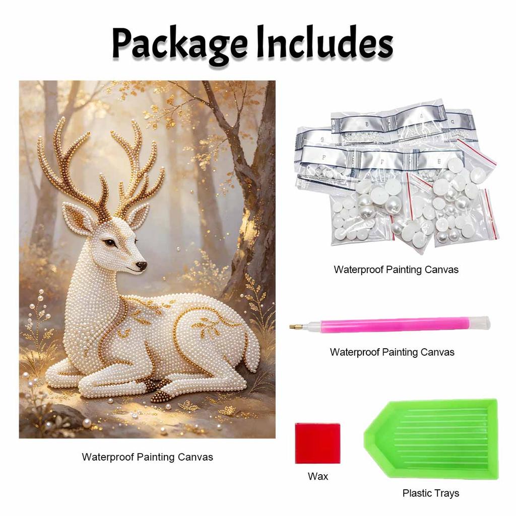 DIY Pearl Art Deer Painting Kit 5D Crystal Rhinestone Embroidery for Bedroom Living Room Wall Decoration Handmade Craft