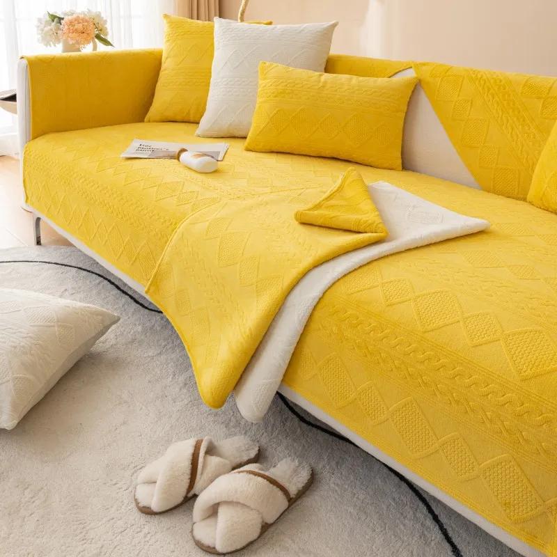 Thicken Plush Sofa Covers Lattice Mat Sofas Towel Anti-slip Couch Protector Slipcover Removable Sofa Blanket for Living Room