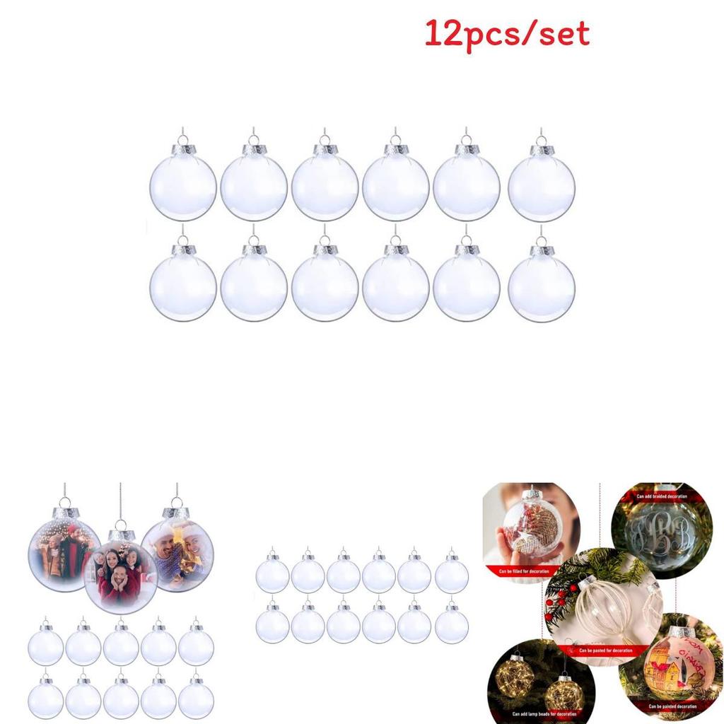 Christmas Ornament Ball With Modern Art Style In 6cm Transparent Plastic For Holiday Decor