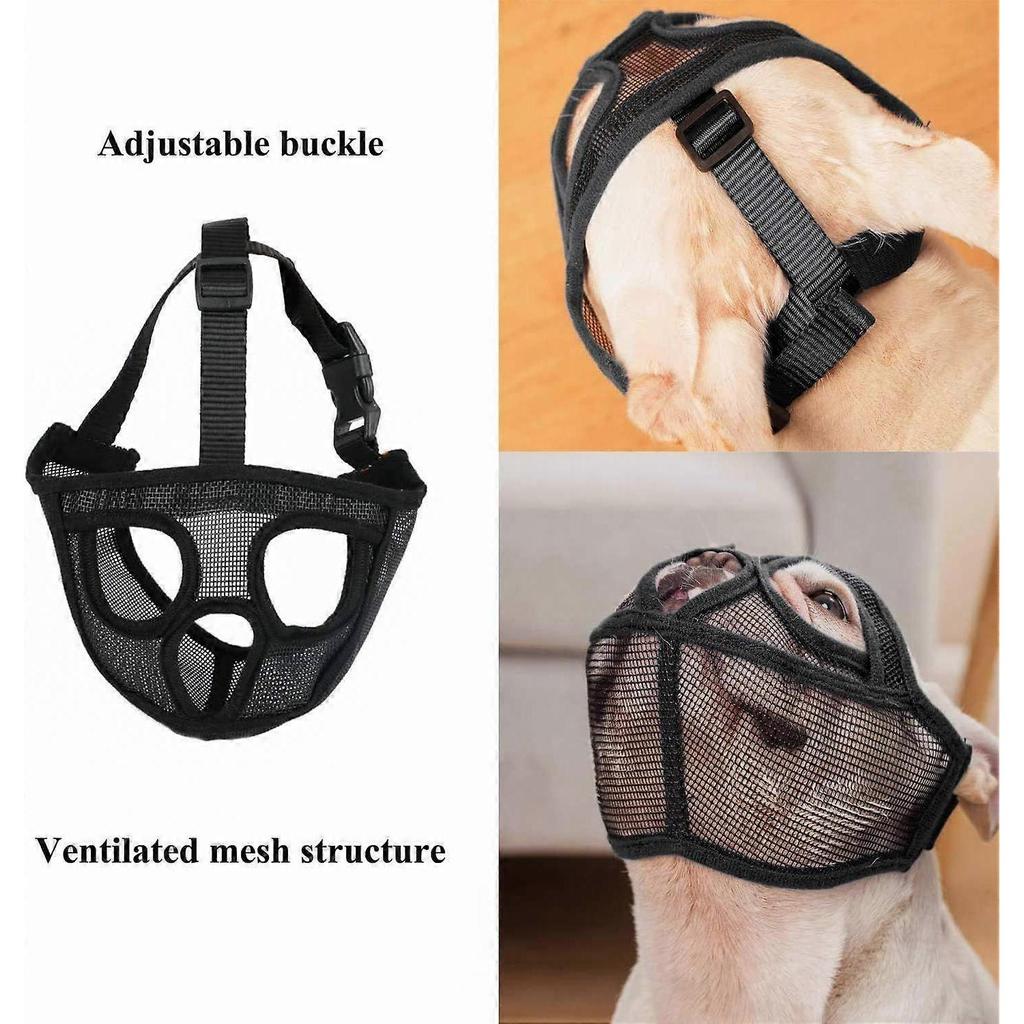 Mesh Dog Muzzle Short Snout Dog Muzzle Adjustable French Bulldog Muzzle L