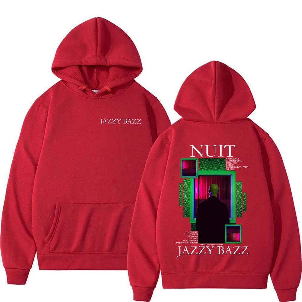 Rapper JAZZY BAZZ NUIT Tour 2025 Grafik-Hoodie Herren Damen Vintage Mode Übergroßer Hoodie Hip Hop Popmusik Kleidung mit Kapuze