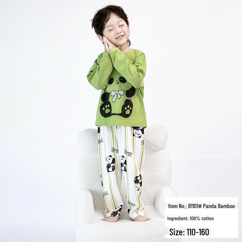 

Осенний пижамный комплект из чистого хлопка с длинным рукавом для мальчиков и девочек 140cm