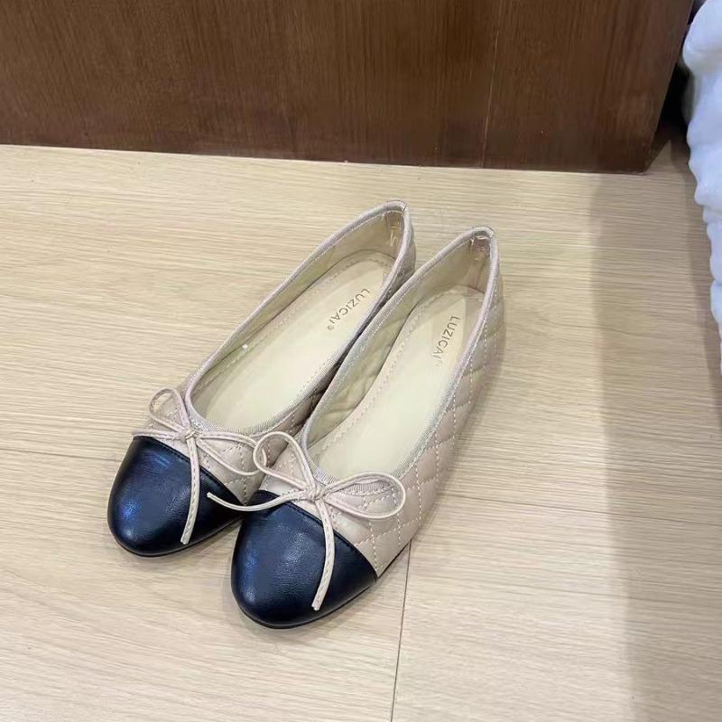 Flat bottom round head shallow mouth single shoes women's spring and summer new bow Korean women's evening ballet shoes