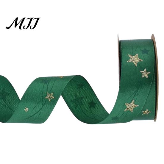 Fabric Ribbon for Party Decor Christmas Ribbon, Glitter Star & Tree Decorative Red Handmade Floral Arrangement Green Holiday Gift Wrapping,
