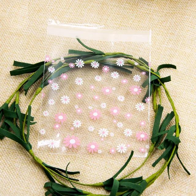 New 100PCS Cherry Blossoms Candy &Cookie Plastic Bags Self-Adhesive For DIY Biscuits Snack Baking Package Decor Kids Gift Su
