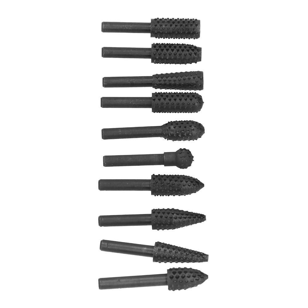 10PCS Black Rotary Burr Set Compact Engraving Tool Multifunctional Grinding Head