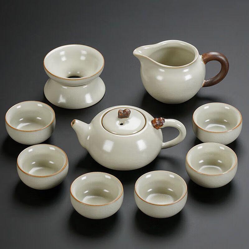 Light Jade Beige Ru Kiln Kung Fu Tea Set