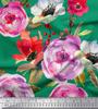 Soimoi Japan Crepe Satin Fabric Leaves,Poppy & Peony Flower Decor Fabric Printed Metre 42 Inch