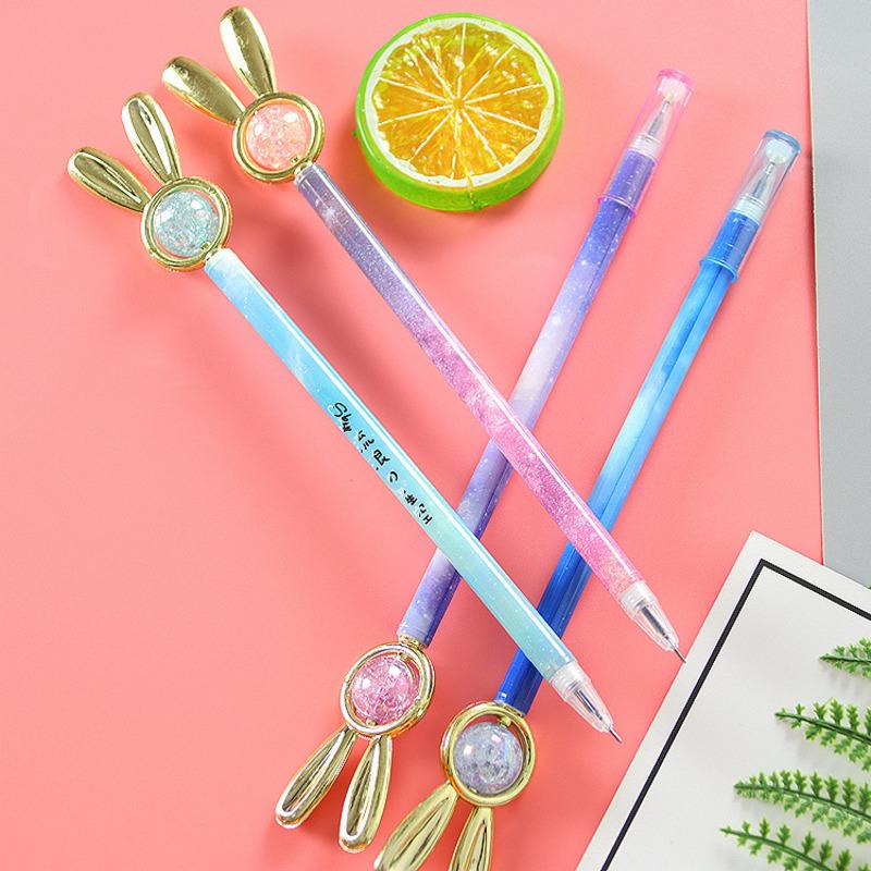 1 Piece Cute Cartoon Crystal Gel Ink Pens Kawaii Stationery Material Office School Supplies Gifts Gel Pen