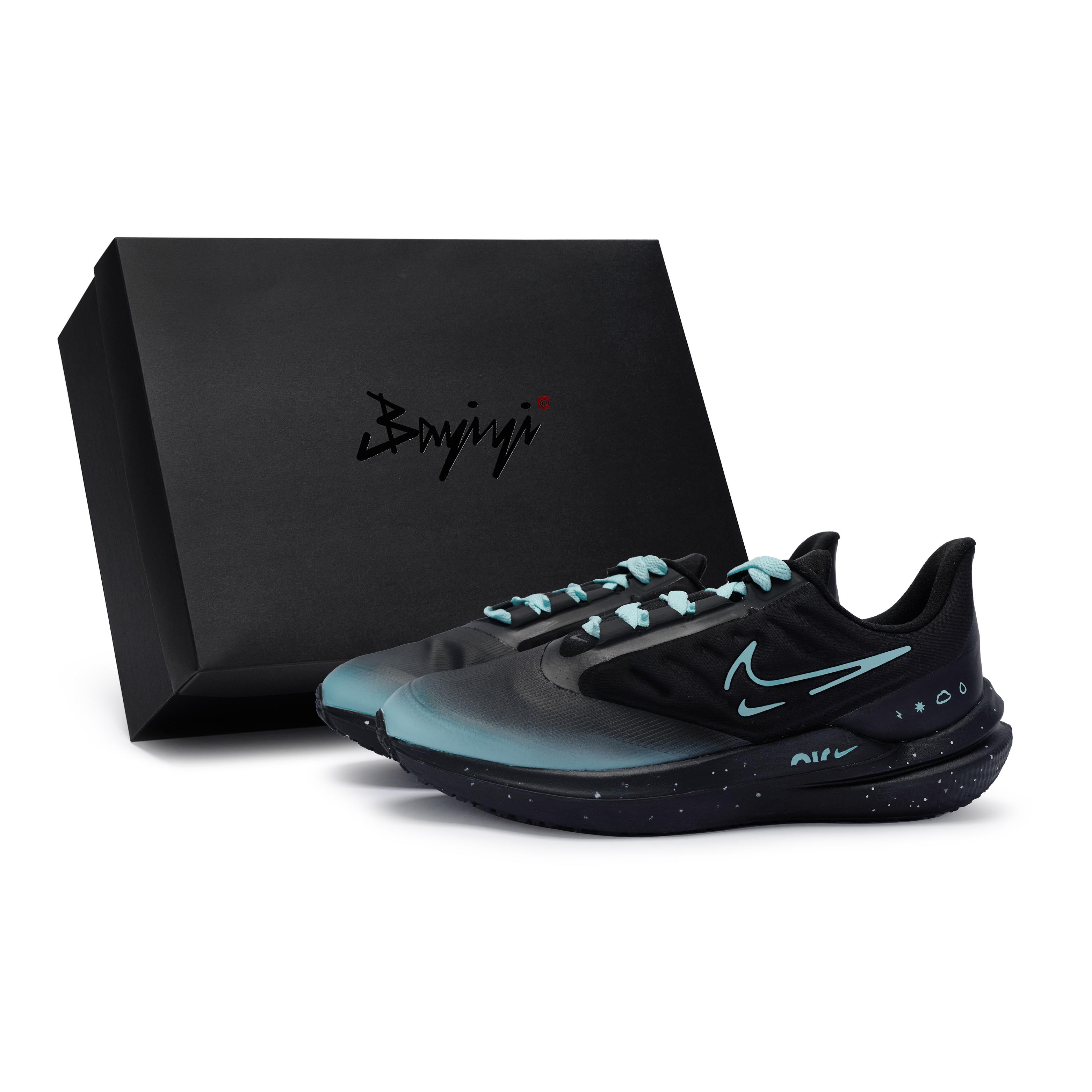 Nike Winflo 9 Breathable Moisture Wicking Coverage Low top Running Shoes Men s Black Cyan DM1106-007(Team80-S-BOX) 42.5