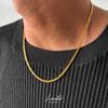 [LUXSTAR] Curb Chain Necklace, Sterling Silver 925, Gold Plated, Men's & Women's, with Adjustable Clasp (Gold, 45cm + 5cm)