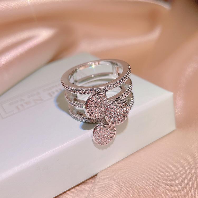 Luxury Light Luxury Group Setting Pink Diamond Ring Female Flower Full Diamond Ring
