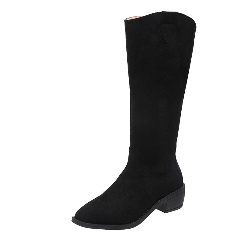 Fashion 2024 Autumn and Winter New Suede Chelsea Women's High Boots Fashion Pointed Gladiator Motorcycle Thick-soled Fashion Boots